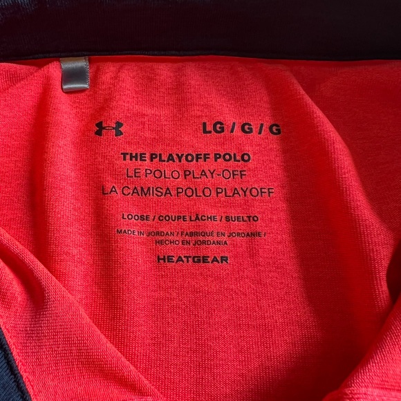 Under Armour polo, fluorescent red/orange, large, no snags - Picture 3 of 3